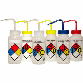 LDPE Wash Bottles 500ml, Assortment Label, Wide Mouth, 6/PK