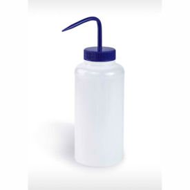 LDPE Wash Bottles 1000ml, Blue Cap, Wide Mouth, 4/PK