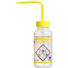 LDPE Wash Bottles 250ml, Isopropanol Label, Yellow Cap, Wide Mouth, 3/PK