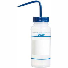 Wash Bottles 500ml, Soap Label, Blue Cap, Wide Mouth, 6/PK