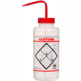 LDPE Wash Bottles, 1000ml, Acetone Label, Red Cap, Wide Mouth, 6 Pack