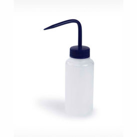 LDPE Wash Bottles, 250ml, Blue Cap, Wide Mouth, 6/Pack