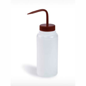 Wash Bottles 500ml, Red Cap, Wide Mouth, 6/PK