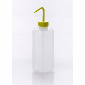 LDPE Wash Bottles, 1000ml, Yellow Cap, Narrow Mouth, 4/PK