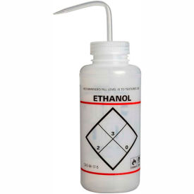 LDPE Wash Bottles, 1000ml, Ethanol Label, Natural Cap, Wide Mouth, 6/PK