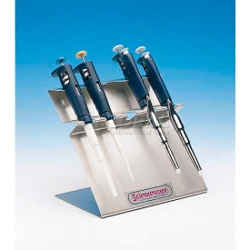 Pipettor Stand, Stainless Steel, 5 Places, 9"L x 5-3/4"W x 7-3/4"H, 1/PK