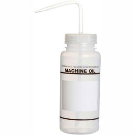 LDPE Wash Bottles 500ml, Machine Oil Label, Natural Cap, Wide Mouth, 6/PK
