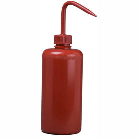 Red LDPE Wash Bottles, 500ml, Red Cap, Narrow Mouth, 6/PK