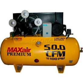 MaxAir 10HP Single-Stage Compressor 120 Gallon Horizontal 200 PSI 50 CFM 3-Phase 230V