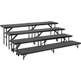 4 Level Straight Riser with Carpet - 96"L x 18"W - 8", 16", 24" & 32"H - Black