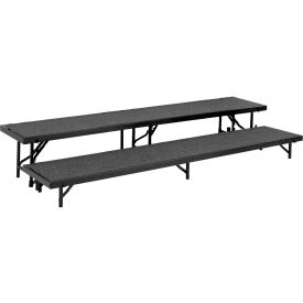 2 Level Straight Riser with Carpet - 96"L x 18"W - 8"H & 16"H - Black