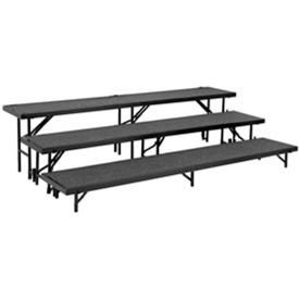 3 Level Straight Riser with Carpet - 96"L x 18"W - 8"H, 16"H & 24"H - Black