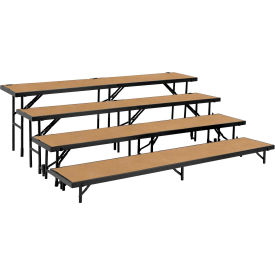 4 Level Tapered Riser with Carpet - 60"L x 18"W - 8"H, 16"H, 24"H & 32"H - Black