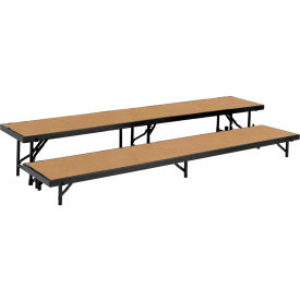 2 Level Tapered Riser with Carpet - 60"L x 18"W - 8"H & 16"H - Black