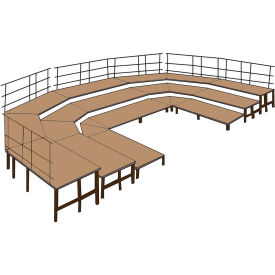 48"W Carpet Stage Configuration w/9 Stage Units, 12 Pie Units &Guard Rails-Black