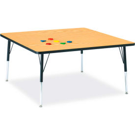Square Activity Table, 48"W x 48"L x 24-31"H, Classic Oak