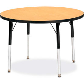 Round Activity Table, 36"W x 36"L x 15" To 24"H, Classic Oak