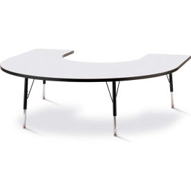 Horseshoe Activity Table, 60"W x 66"L x 15" To 24"H, Classic Gray