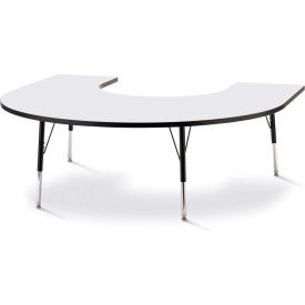 Horseshoe Activity Table, 60"W x 66"L x 24" To 31"H, Classic Gray