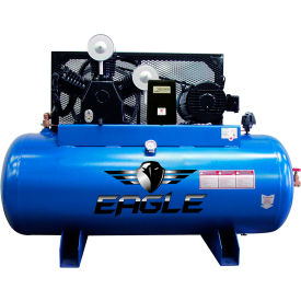 15 HP, Two-Stage Compressor, 120 Gal, Horiz., 200 PSI, 44.7 CFM, 3-Phase 230V