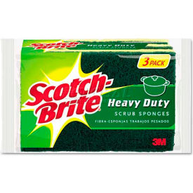Heavy-Duty Scrub Sponge, 4 1/2 x 2 7/10 x 6/10" Green/Yellow, 3/Pack
