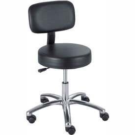 Lab Stool with Back - Vinyl - Pneumatic - Black