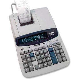 12-Digit Calculator, 2 Color Printing, 8-3/4" X 12-1/2" X 2-3/4", Grey