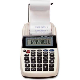 12-Digit Printing Calculator, Portable, 4" X 8" X 1-4/5", Black/White