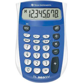 8-Digit Handheld Calculator, 3-1/10" x 4-4/5" x 7/10", Blue/Grey
