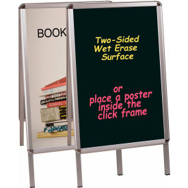 Wet Erase A-Frame Sign Board, Poster Holder, 33" X 22", Aluminum Frame, Black Surface
