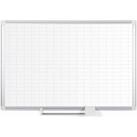 Magnetic Steel Dry-Erase Planning Board, 1" x 2" Grid, Aluminum Frame, 48" x 72"