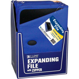 Expanding File/Portfolio, Zipper, 13 Pocket Document File/Tabbed Dividers, Blue