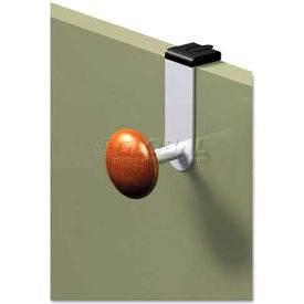 Cubicle Garment Peg, 1 Hook, 1 1/5 x 1 3/8 x 4 3/10, Metallic Grey