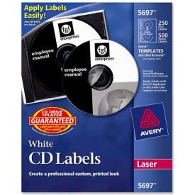 Laser CD/DVD Labels, Matte White, 250/Pack