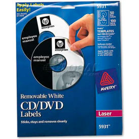 Laser CD/DVD Labels, Matte White, 50/Pack