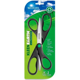 KleenEarth Recycled Scissors, 8", Black, 2/PK