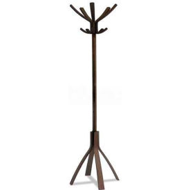 Caf Wood Coat Stand, Ten Pegs/Five Hooks, Espresso Brown