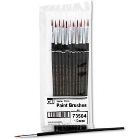Artist Brush, Size 4, Camel Hair, Round, 12/Pack