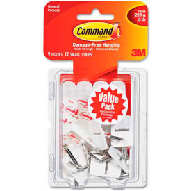 General Purpose Hooks, Small, Holds 1/2-lb, White, 9/Pack