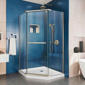 Prism 36 1/8" x 36 1/8" Frameless Pivot Shower Enclosure, Brushed Nickel Finish