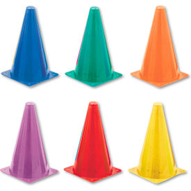 Indoor/Outdoor Flexible Cone Set, Vinyl, Assorted Colors, 6/Set