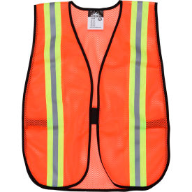 Orange Safety Vest, 2" Reflective Strips, Polyester, Side Straps, One Size