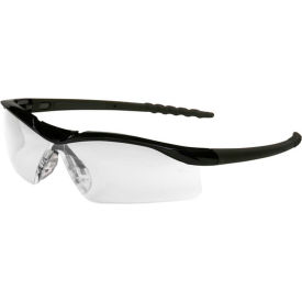 Crews Dallas Wraparound Safety Glasses, Black Frame, Clear Lens, Hard-Coat