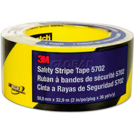 Caution Stripe Tape, 2"W x 108'L, Black/Yellow, 1 Roll