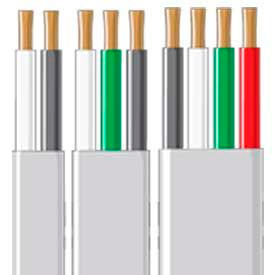 Black, White, Green Multi Conductor Flat Jacketed Wire, 12/3 Gauge, 1,000 Ft