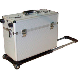 Aluminum Pilot Case With Trolley Handle 19"L x 10"W x 14"H, Silver