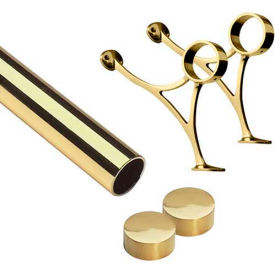 5' Foot Rail Kit, 2" Tube, Polished Brass