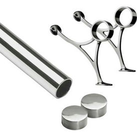 5' Foot Rail Kit, 2" Tube, Polished Stainless Steel