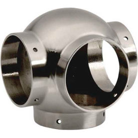 Ball Tee, Side Outlet, for 2" Tubing, Satin Stainless Steel