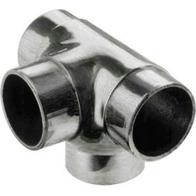 Flush Tee Fitting, Side Outlet, for 1.5" Tubing, Satin Stainless Steel